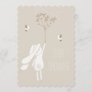 Bunny On The Breeze Gender Neutral Baby Shower Invitation