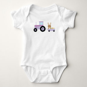 Bunny on Tractor Add Your Text to Personalise Baby Bodysuit