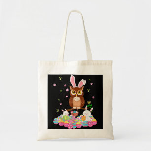 Bunny Owl Bringing Easter Eggs Basket Flower Owl  Tote Bag