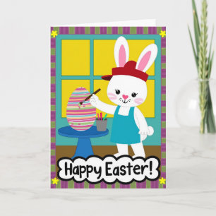 Bunny Painting Egg Happy Card