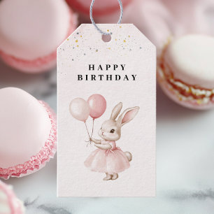 Bunny Pastel Pink Birthday Gift Tags