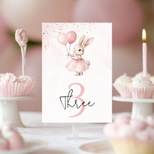 Bunny Pastel Pink Birthday  Table Number