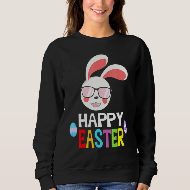 Bunny Pastel Spring Hunt Eggs Rabbit Happy Easter  Sweatshirt (Front)