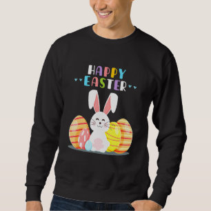 Bunny Pastel Spring Hunt Eggs Rabbit Happy Easter  Sweatshirt