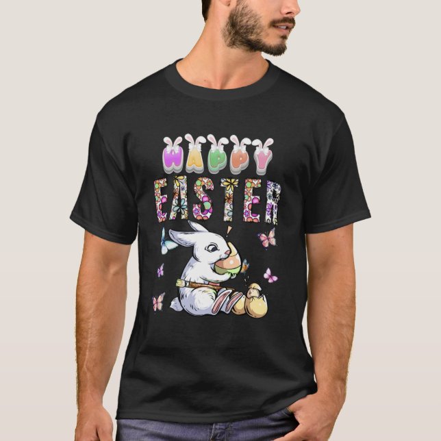 Bunny Pastel Spring Hunt Eggs Rabbit Happy Easter  T-Shirt (Front)