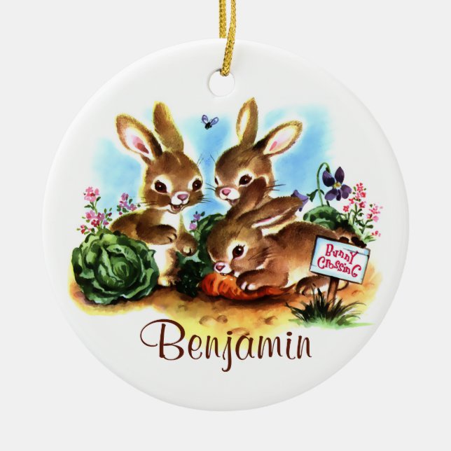 Bunny Patch Ceramic Tree Decoration (Front)