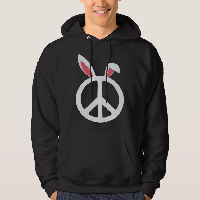 Bunny peace sign easter for men women boys and gir hoodie (Front)