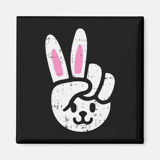 Bunny Peace Sign Easter Fun Rabbit Spring Men Wome Magnet (Front)