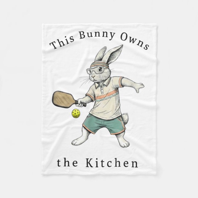 Bunny pickleball player easter this funny owns the fleece blanket (Front)