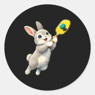Bunny pickleball rabbit easter day for pickleball classic round sticker