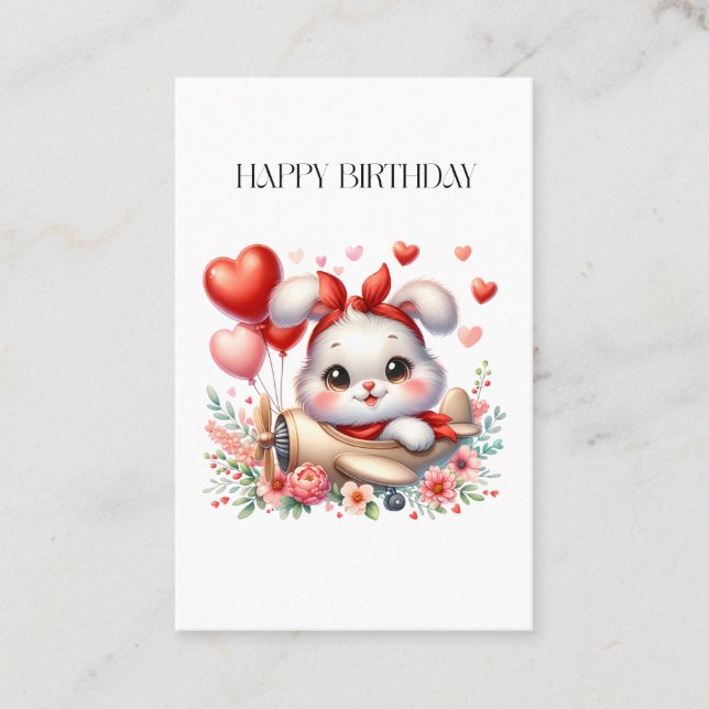 Bunny Pilot Birthday Business Card (Front)