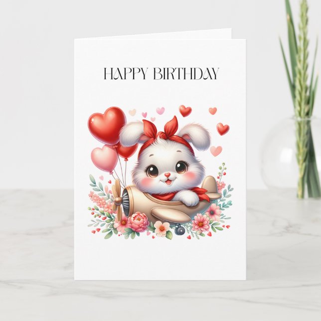 Bunny Pilot Birthday Card (Front)