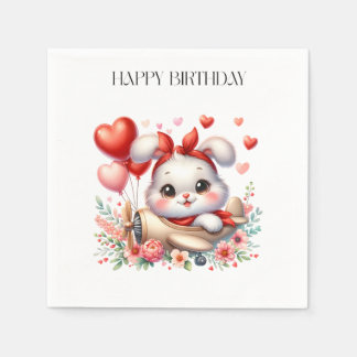 Bunny Pilot Birthday Napkin
