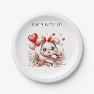 Bunny Pilot Birthday Paper Plate