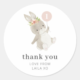 Bunny Pink Balloon Classic Round Sticker