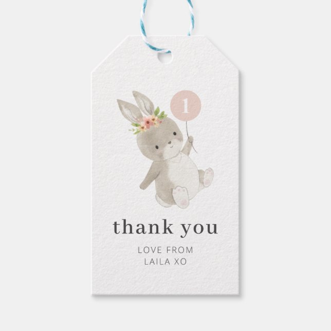 Bunny Pink Balloon Gift Tags (Front)