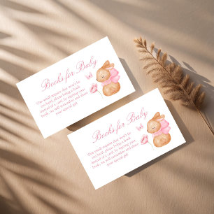 Bunny pink bow baby shower book request enclosure card