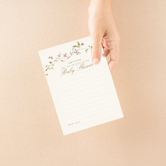 Bunny Pink Floral Baby Shower Advice Card