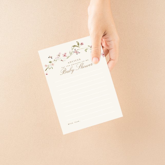 Bunny Pink Floral Baby Shower Advice Card (Creator Uploaded)