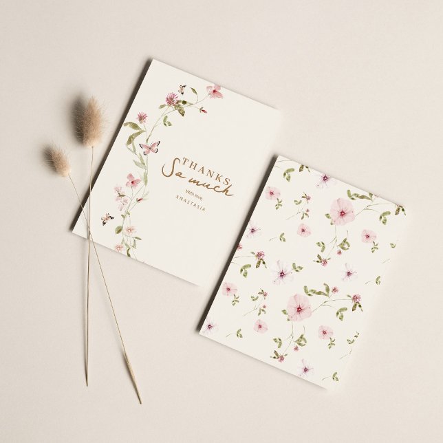 Bunny Pink Floral Baby Shower Thank You Card (Creator Uploaded)