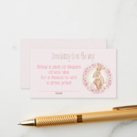 Bunny Pink Girl Baby Shower Diaper Raffle Card