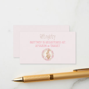 Bunny Pink Girl Baby Shower Gift Registry Card
