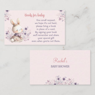 Bunny Pink Purple Baby Shower Books For Baby Enclosure Card
