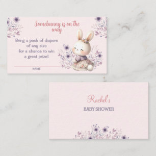 Bunny Pink Purple Baby Shower Diaper Raffle Card