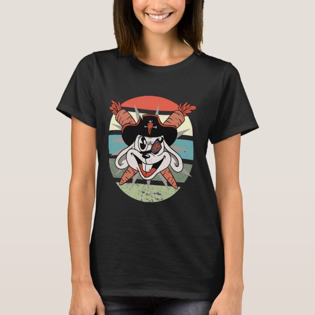 Bunny Pirate Carrot Captain Loot Raider Hare Smile T-Shirt (Front)