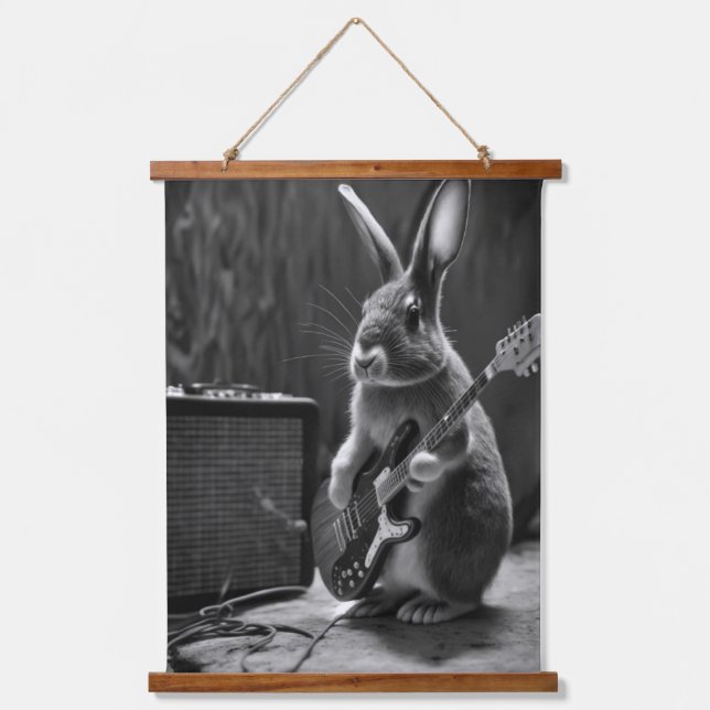 Bunny Playing a Guitar Hanging Tapestry (Front)