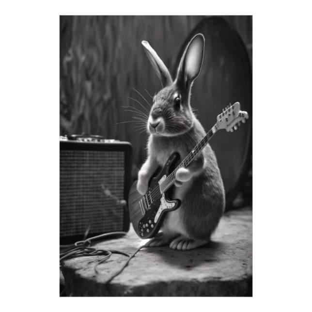 Bunny Playing a Guitar Photo Print (Front)