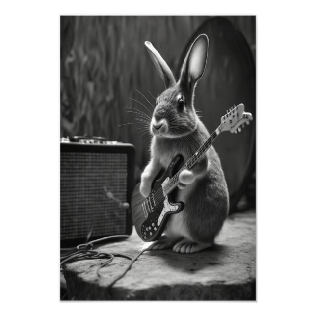 Bunny Playing a Guitar Photo Print (Front)