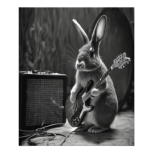 Bunny Playing a Guitar Photo Print
