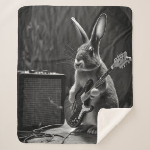 Bunny Playing a Guitar Sherpa Blanket