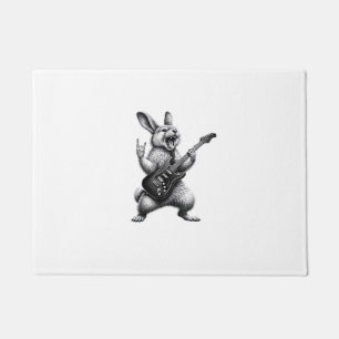 Bunny Playing Guitar Rock Star Bunny Lover Easter  Doormat