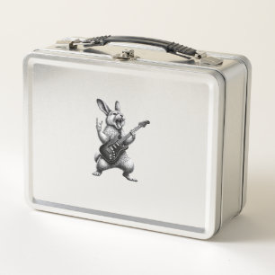 Bunny Playing Guitar Rock Star Bunny Lover Easter  Metal Lunch Box