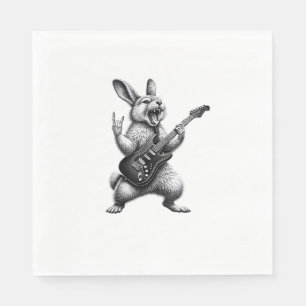Bunny Playing Guitar Rock Star Bunny Lover Easter  Napkin