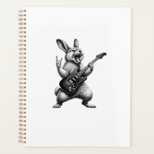 Bunny Playing Guitar Rock Star Bunny Lover Easter Planner