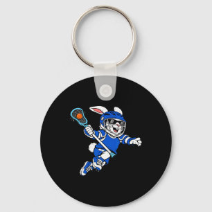 Bunny Playing Lacrosse Rabbit Easter Sport Men Boy Key Ring