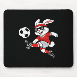 Bunny Playing Soccer Rabbit Happy Easter Sport Men Mouse Mat