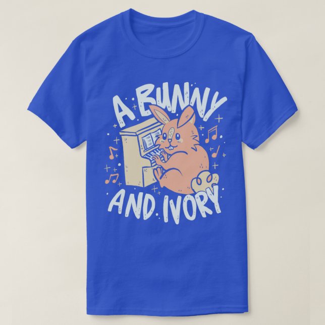 Bunny playing the piano Ebony amp Ivory word joke  T-Shirt (Design Front)