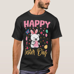 Bunny Polar Bear Colorful Eggs Hunting Happy Easte T-Shirt
