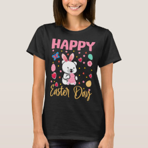 Bunny Polar Bear Colourful Eggs Hunting Happy East T-Shirt