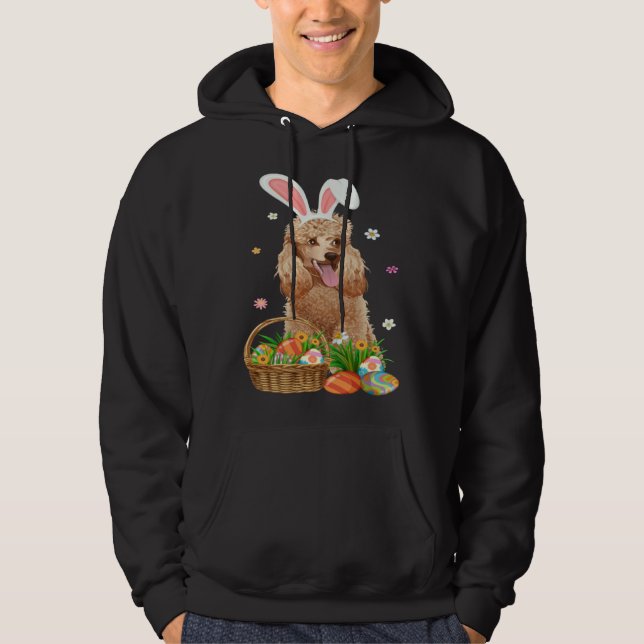 Bunny Poodle Dog & Easter Egg Basket Easter Day Ki Hoodie (Front)