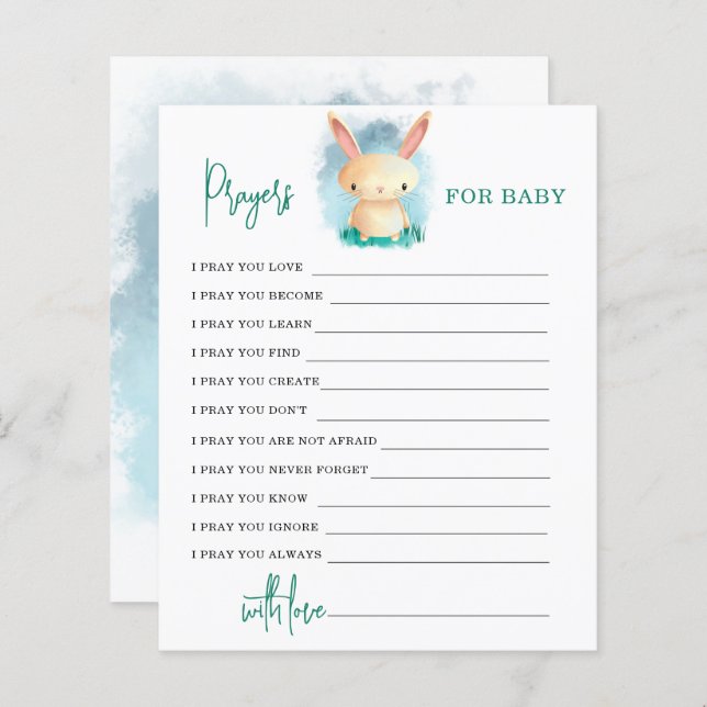 Bunny - Prayers for baby card (Front/Back)