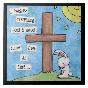 Bunny Prays At the Cross Tile