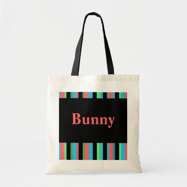 Bunny Pretty Striped Tote Bag (Front)