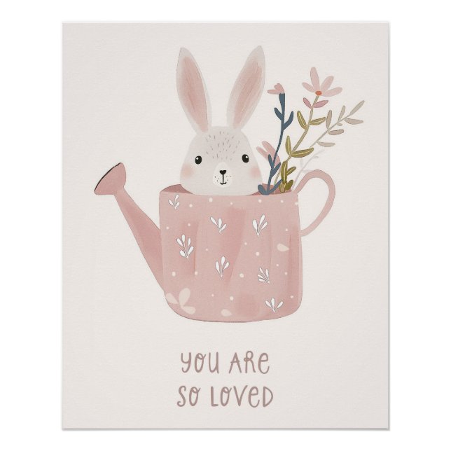 Bunny Print Nursery, Cute Kids Wall Art (Front)