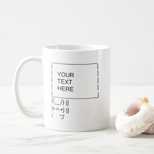 Bunny Protest Sign / Customisable ASCII Text Art Coffee Mug (With Donut)
