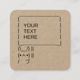 Bunny Protest Sign / Customisable ASCII Text Art Square Business Card